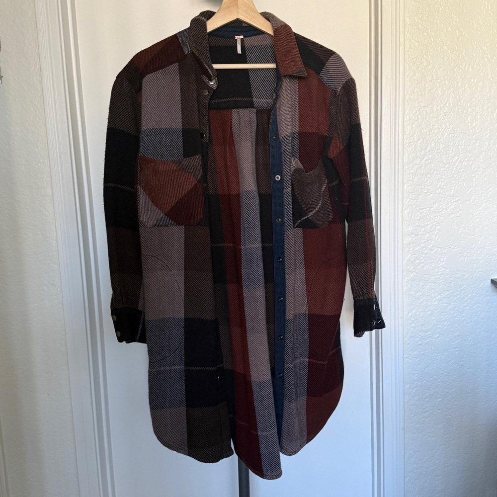 Free People Checkered Wool Blend Jacket